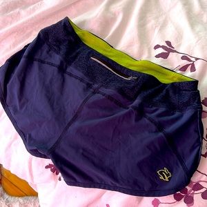 Navy and lime rabbit running shorts